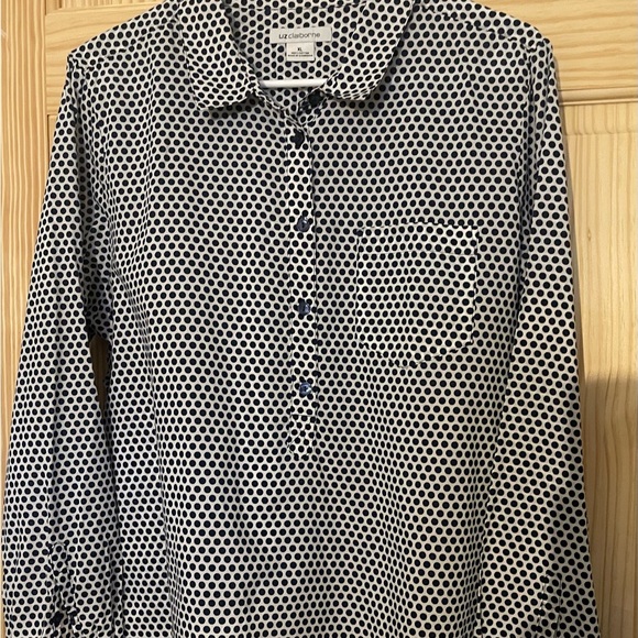 Liz Claiborne Polka Dot Blouse 100%cotton - Picture 2 of 8
